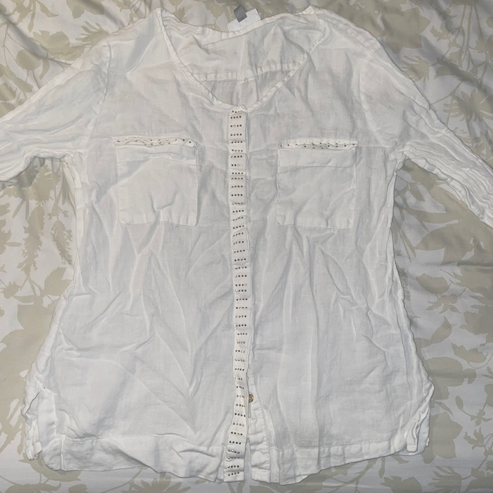 White button down top